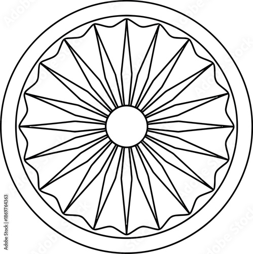 Ashoka chakra outline illustration