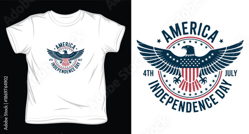 Fourth of july america independence day t shirt design with patriotic eagle emblem