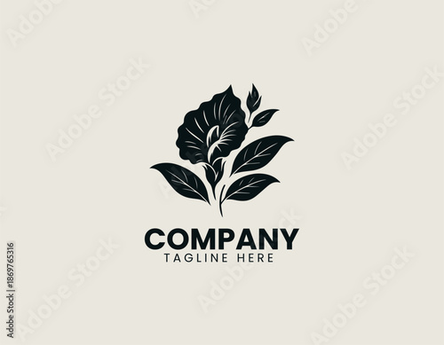 Butterfly pea flower black vector logo illustration