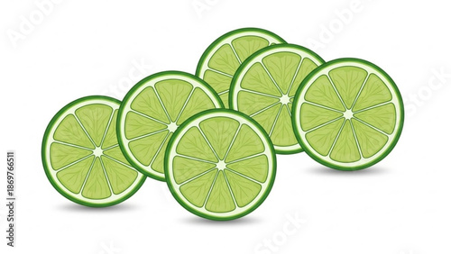 Fresh lime slices arranged in a vibrant green pattern
