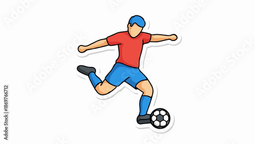Stylized illustration of a person kicking a soccer ball