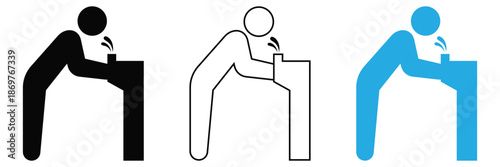 Drinking Fountain Icon Set – Public Water Dispenser, Hydration Station and Safe Drinking
 Water Symbols Vector