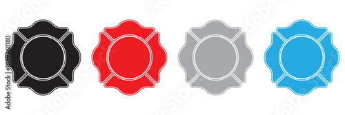 Firefighter Maltese Cross Emblem Icon Set – Fire Department Badge and St Florian
 Symbol Vector Design
