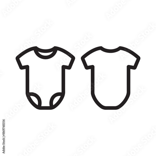 Simple outline illustration of two baby bodysuits side by side