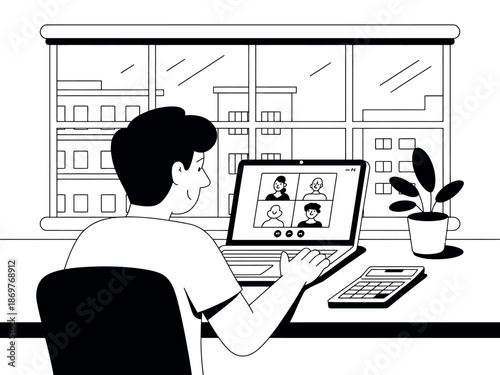 Remote worker on video call