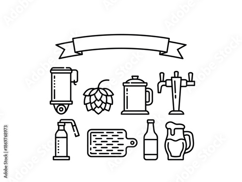Beer Brewery Icon Set Illustration