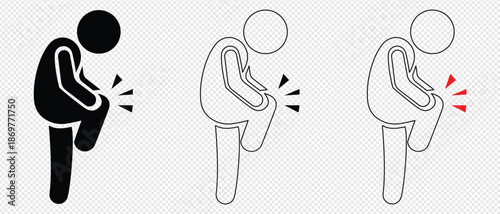 Pictogram Victor illustration of a person suffering from back pain. trensporent background.