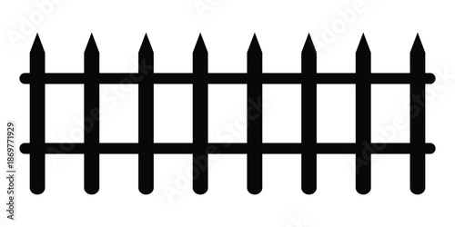 Set of Wooden Picket Fence Icons, Outline, Silhouette, Hand-Drawn and Flat Color Vectors, Classic Garden Boundary and Home Barrier Symbol