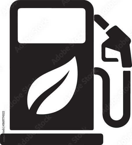 Eco friendly fuel pump with a leaf symbol representing sustainable energy sources