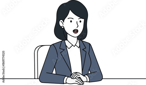 Woman in Office Discussion, Professional Concept Business Meeting, Cartoon Character Illustration