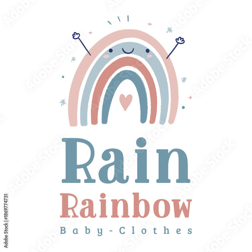 Cute Rainbow Drawing with Heart Icon | Pastel Nursery Illustration for Newborn Apparel, Nursery Logo, Wall Art, Baby Clothing Brand & Soft Aesthetic Decor