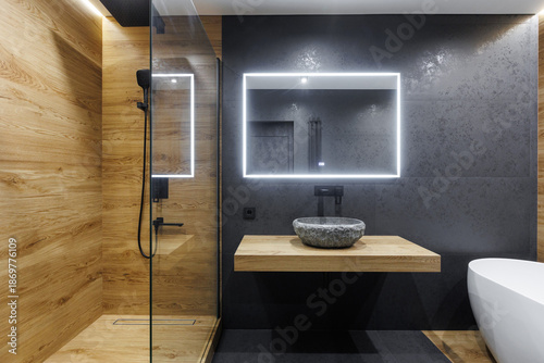 modern bathroom room with toilet and washing machine