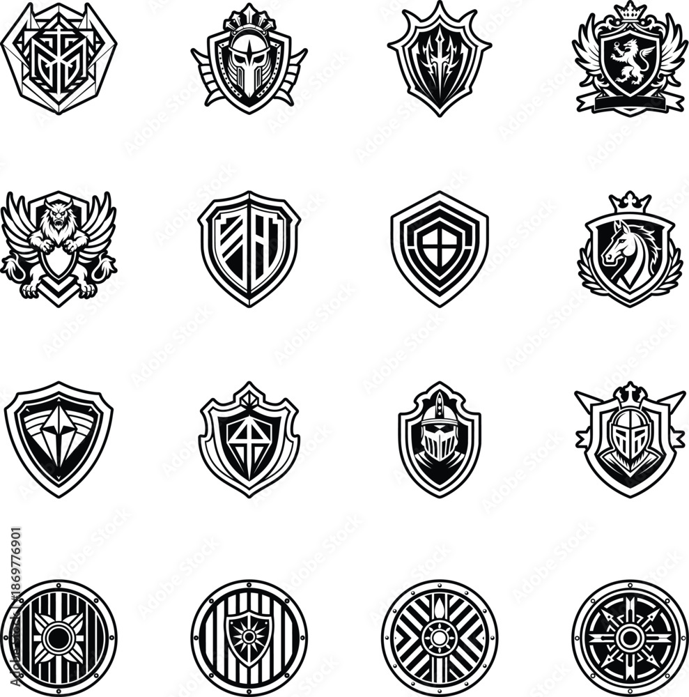 Fototapeta premium Set of Glyph Style Ancient Antique Symbols