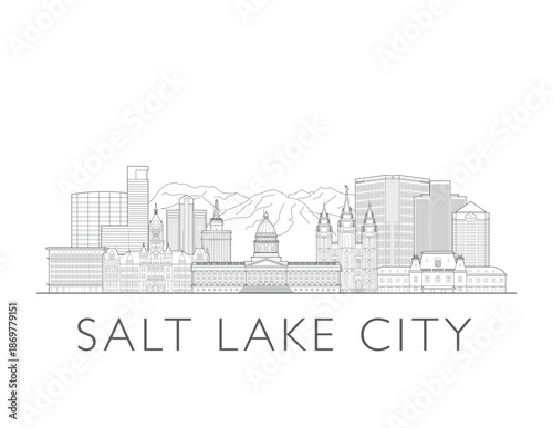 Photos Salt Lake City Utah cityscape illustration skyline drawing