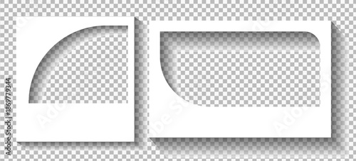 Realistic Polaroid Style Photo Frame Set with Empty Picture Templates and Soft Shadow Vector Illustration on Transparent Background