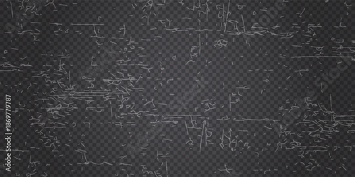 Vintage film filter overlay with dust and scratches. Grunge vector texture for retro photo effects, video overlays, or distressed design elements. Transparent background for easy layering.