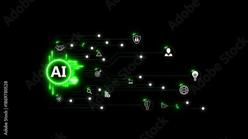 AI agent businessman working with virtual reality interface, illustrating multi-agent artificial intelligence systems, automated decision making and workflow optimization on black background