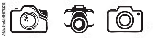 Minimalist Camera Line Icons and DSLR Symbol Set - Simple Photography Vector Elements for Web Design and App UI