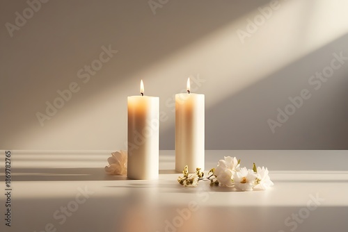 Romantic Anniversary Candles with Copy Space