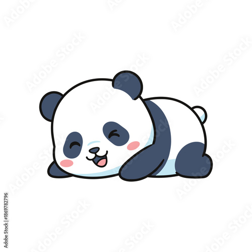 Adorable Cartoon Panda Lying Down Illustration