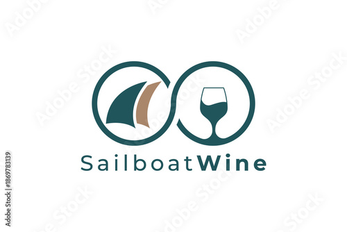 Creative Wine Bottle Sailboat Logo for Wine Bars, Coastal Wineries and Luxury Branding