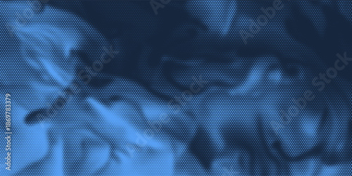 Abstract vector torn halftone fluid wavy square frame. Scratched dotted pop art dynamic frame.