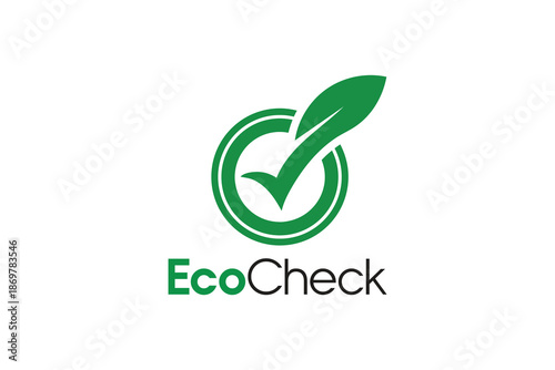 Eco check logo eco friendly green checkmark leaf logo design