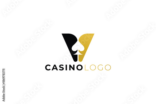 Letter V Casino Logo Design for Gambling, Gaming and Entertainment Brand Identity