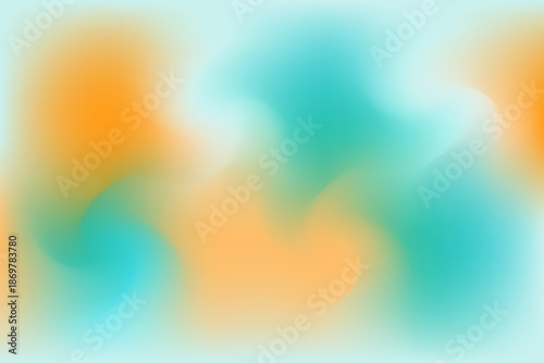 Abstract watercolor texture with orange, aquamarine blurred gradient background with copy space. Elegant backdrop.