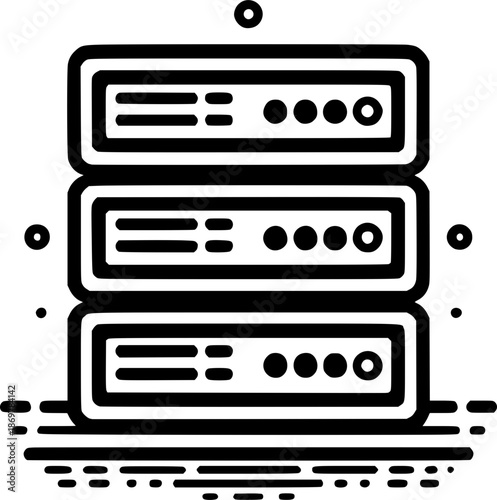 Data Center Essentials: An illustration of a modern server rack. This image captures the essence of efficient data storage and processing, essential in today's digital landscape.
