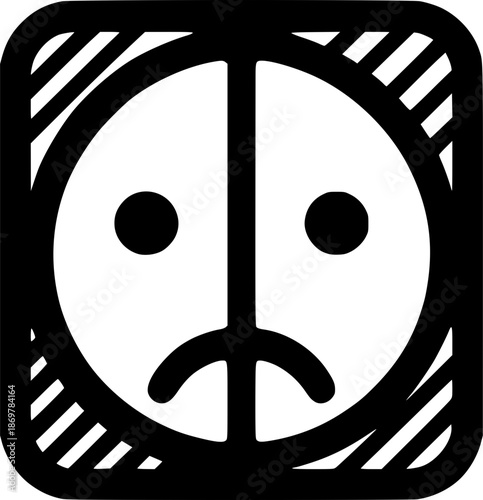 Symbol of Discontent: A simple yet powerful illustration conveying a sense of sadness, worry, and emotional distress, the square frame emphasizes the internal conflict.
