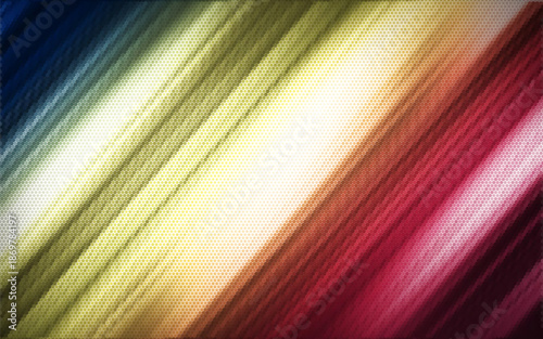 Modern abstract background with diagonal colorful stripes in blue, green, yellow, orange, red and pink. Halftone texture adds a retro digital feel. Perfect for web design, presentations or creative pr