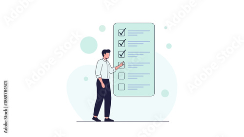 Man Checking Off Tasks on a To-Do List, Business Planning, Task Management