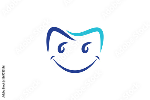 Modern Smiling Tooth Logo for Dental Care, Pediatric Dentistry and Oral Health Services