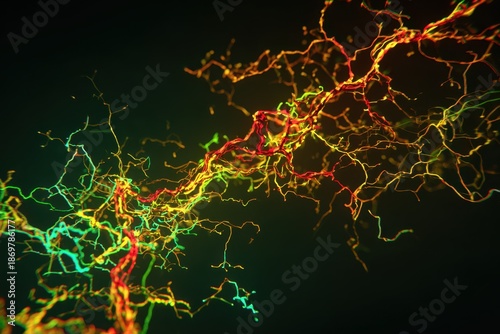 Vibrant Electric Neural Network Energy Flow in Glowing Abstract Art.