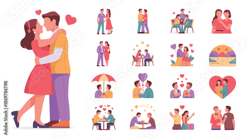 Colorful Romantic Couples Icons