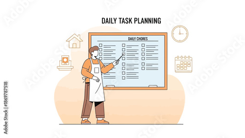 Man Planning Daily Chores on a Checklist Board