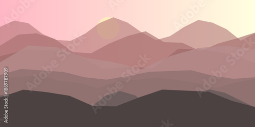 Serene sunset over mountains