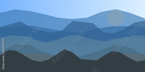 Serene mountain range at dusk