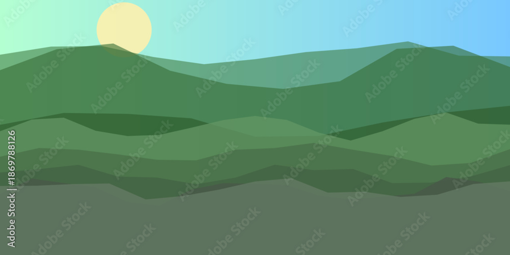 Fototapeta premium Serene sunset over rolling hills