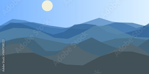 Serene mountain range under moonlight