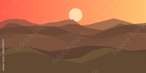Serene sunset over rolling hills