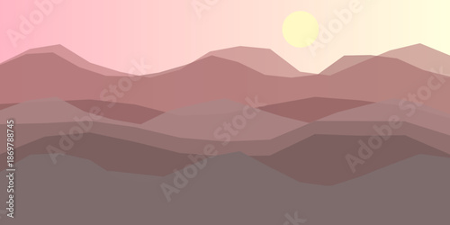Serene sunset over rolling hills