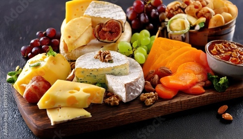Cheese Platter – Gourmet Selection of Cheeses with Fruits and Nuts for Elegant Dining