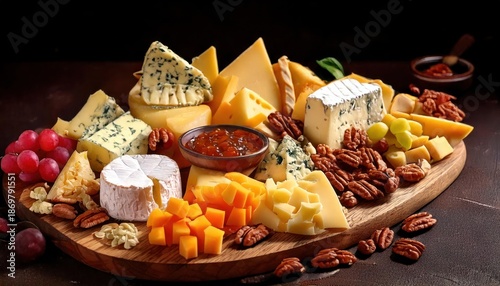 Cheese Platter – Gourmet Selection of Cheeses with Fruits and Nuts for Elegant Dining