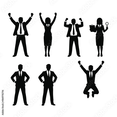 Business Professionals Celebrating Success with Confidence and Joy in a Corporate Environment