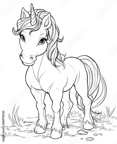 Coloring pages for kids and adults, animal world coloring pages, unicorn.