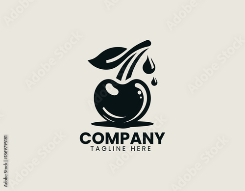 Cherry juice black vector logo illustration