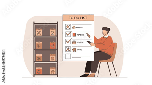 Person checking off to-do list tasks, organization and planning concept