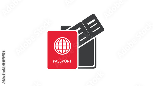 Passport and airplane ticket icon for travel documentation